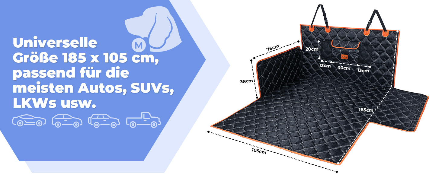 Захисна ковдра для собак у багажник авто KYG, 185x105 см, водовідштовхувальна, з захистом бокових панелей та краю, універсальна