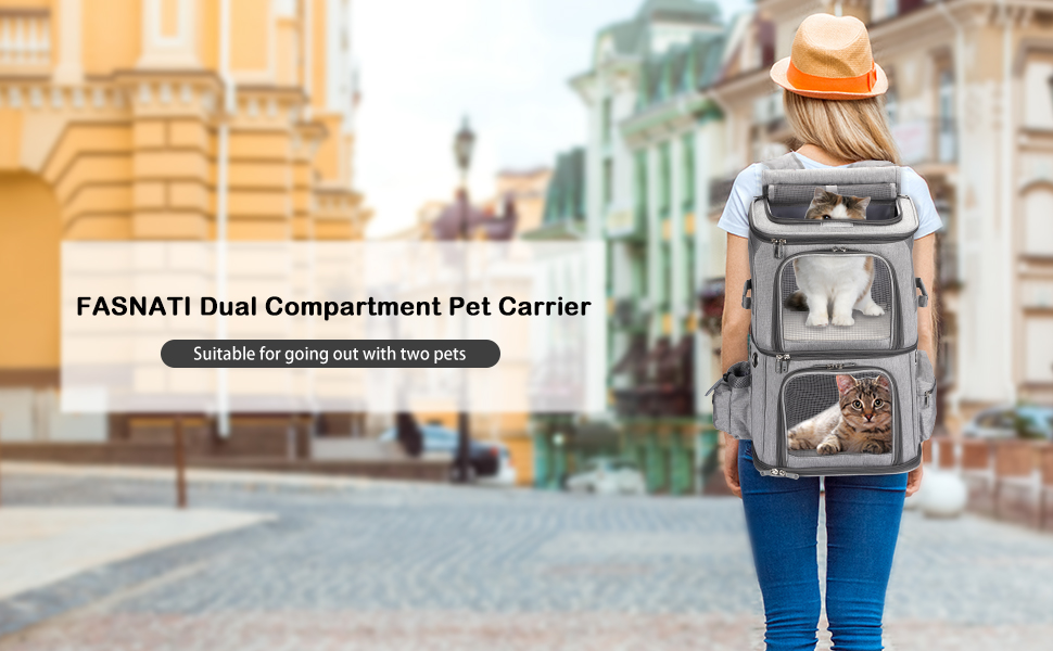 Рюкзак для котів та собак, 2-в-1, знімні відділи, до 12 кг, переноска, складаний, з вентиляцією, сірий L