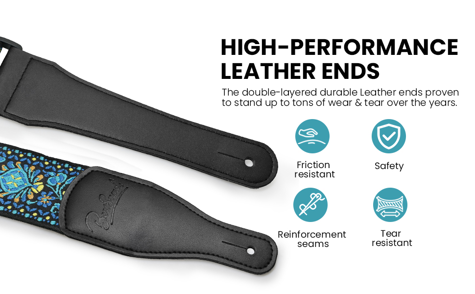 Гітарний ремінь Jacquard з бавовни з шкіряними кінцями для бас-гітари, акустичної та електрогітари, жовтий