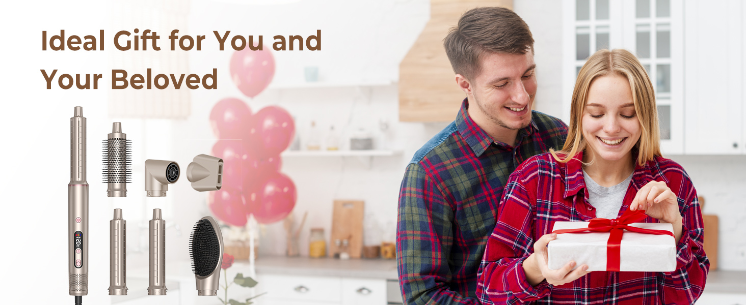 UKLISS Airstyler Pro 7 в 1: професійний фен-щітка з іонізацією, 1400W, для створення локонів, випрямлення та сушіння волосся (Золотий)