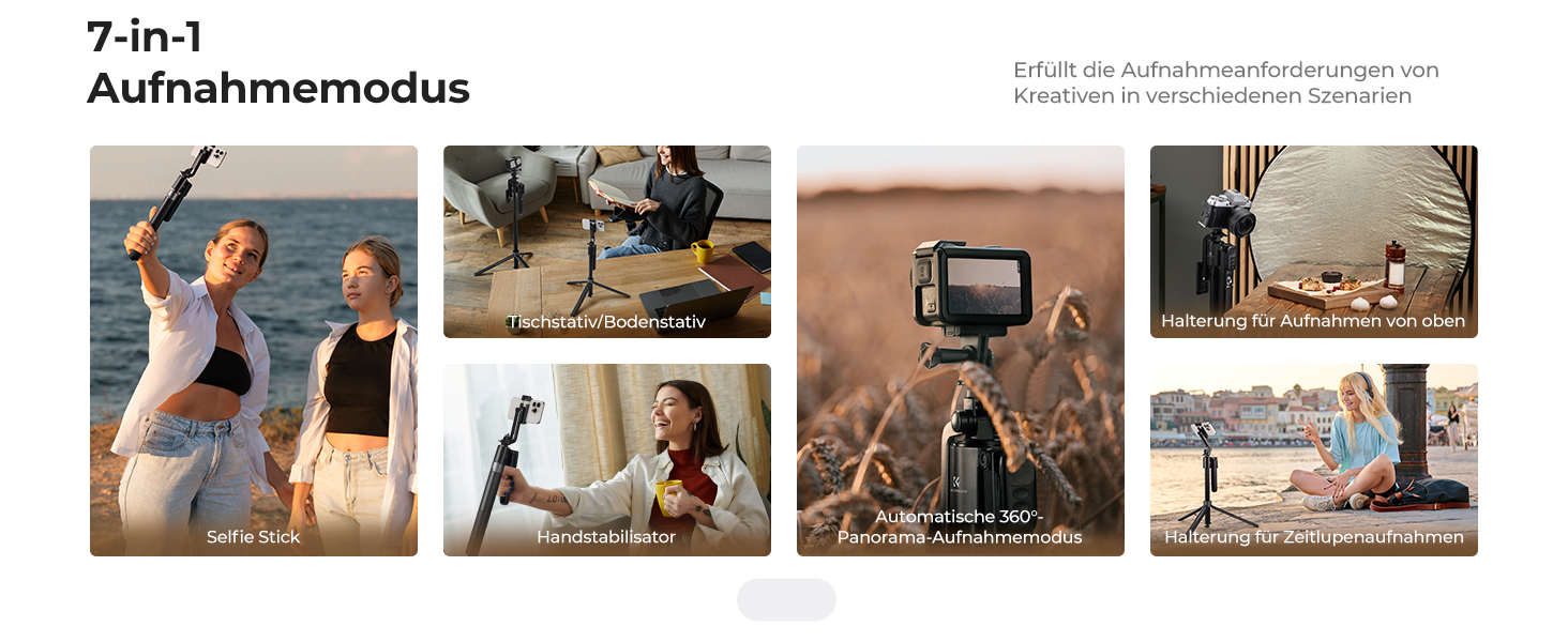 Штатив K&F Concept Smart Series з кільцевою світлодіодною лампою, 1.8 м, алюмінієвий, з функцією відстеження обличчя, сумісний з iPhone/Samsung/Android та DJI/Insta Sport Cameras