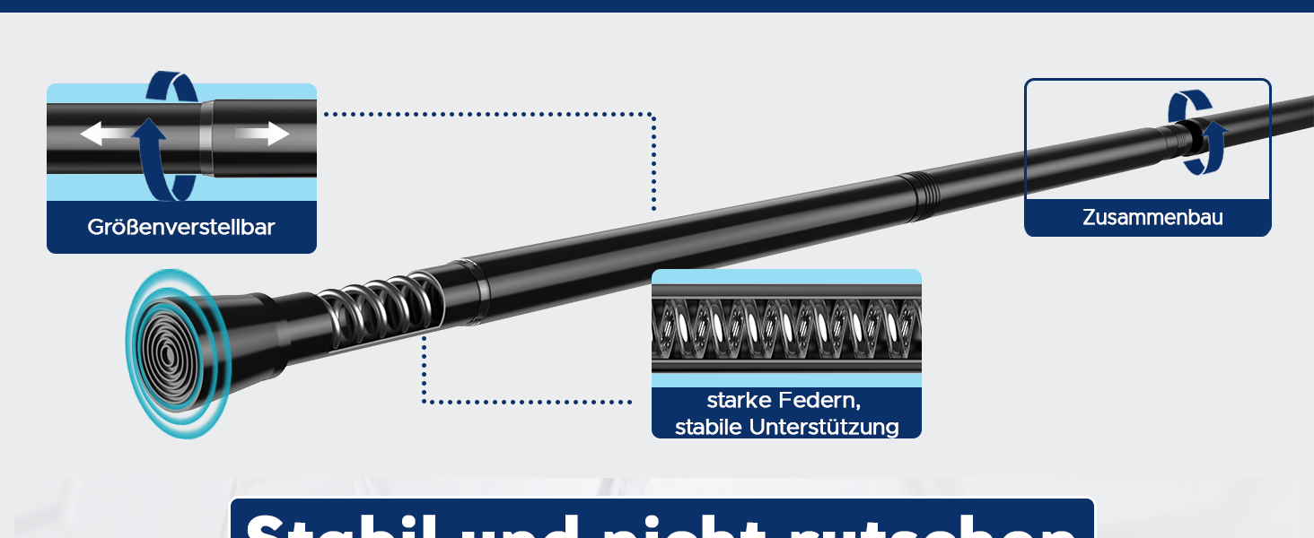 Штанга для карнизів без свердління – Ø 25 мм, 1 шт. Регульована телескопічна штанга для кріплення, для штор, душової завіси та гардеробу (Чорний, 71-98 см)