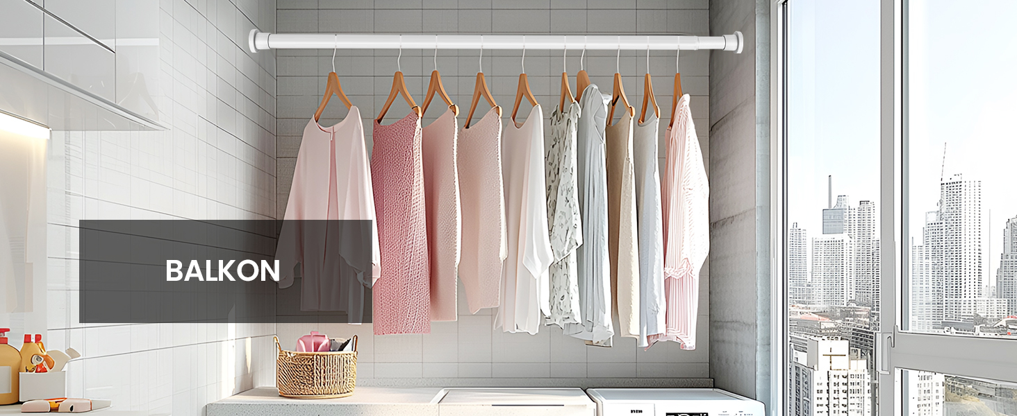 Штанга для душу без свердління 73-224 см, біла. Розсувна штанга для ванної кімнати, душу, вітальні.