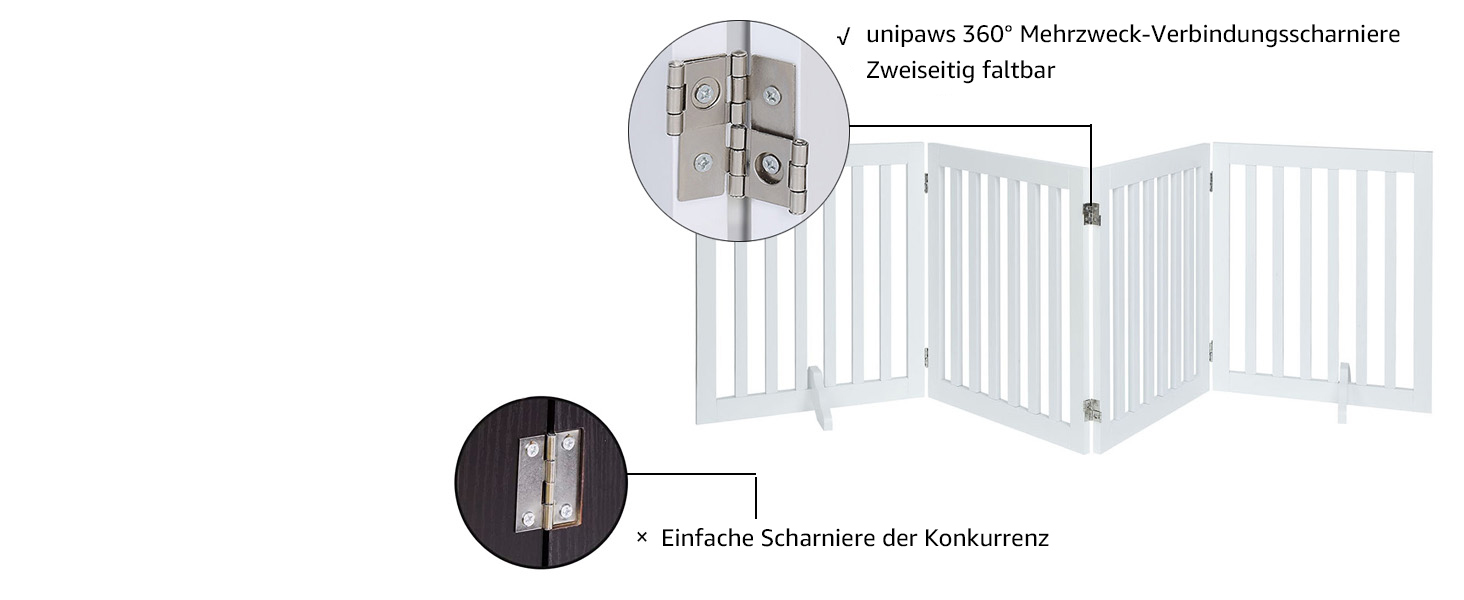 Захисний бар'єр для собак Unipaws: дерев'яне, розкладне, без свердління, 4 елементи, 61 см, 204x61 см