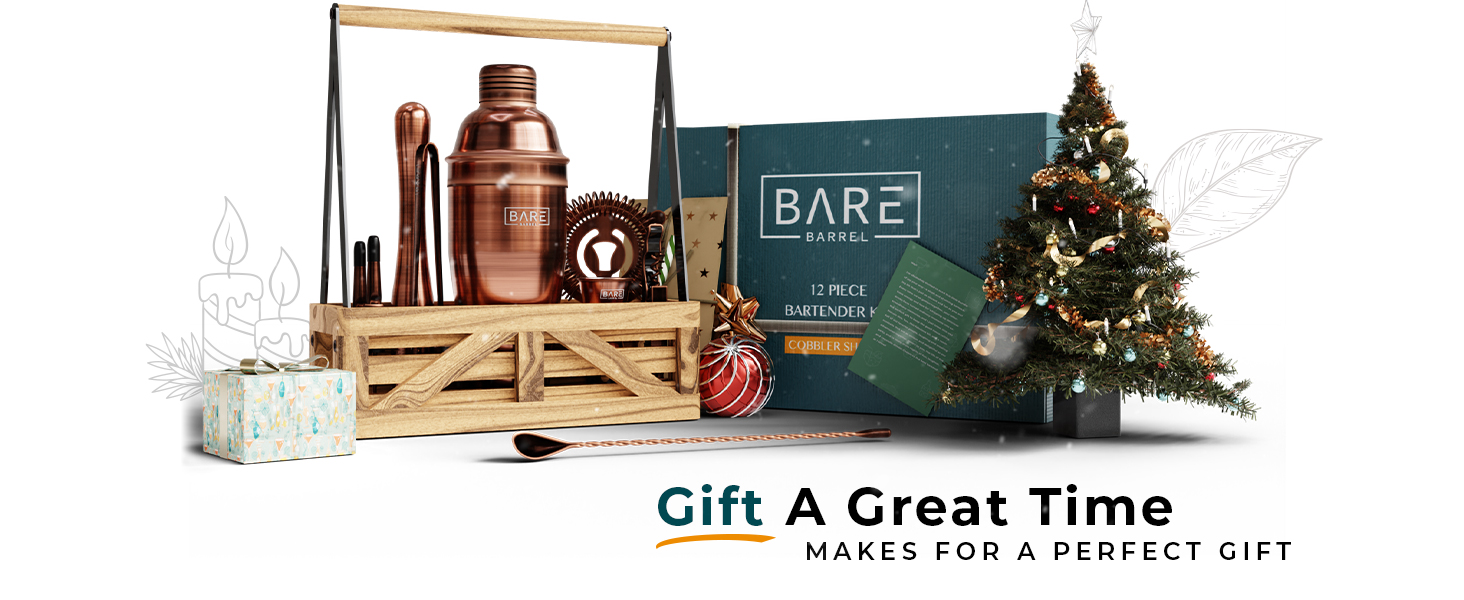 Набір бармена для приготування коктейлів Rose Gold 24oz: 12 предметів, дерев'яний підставник, рецепти, професійний барний аксесуар