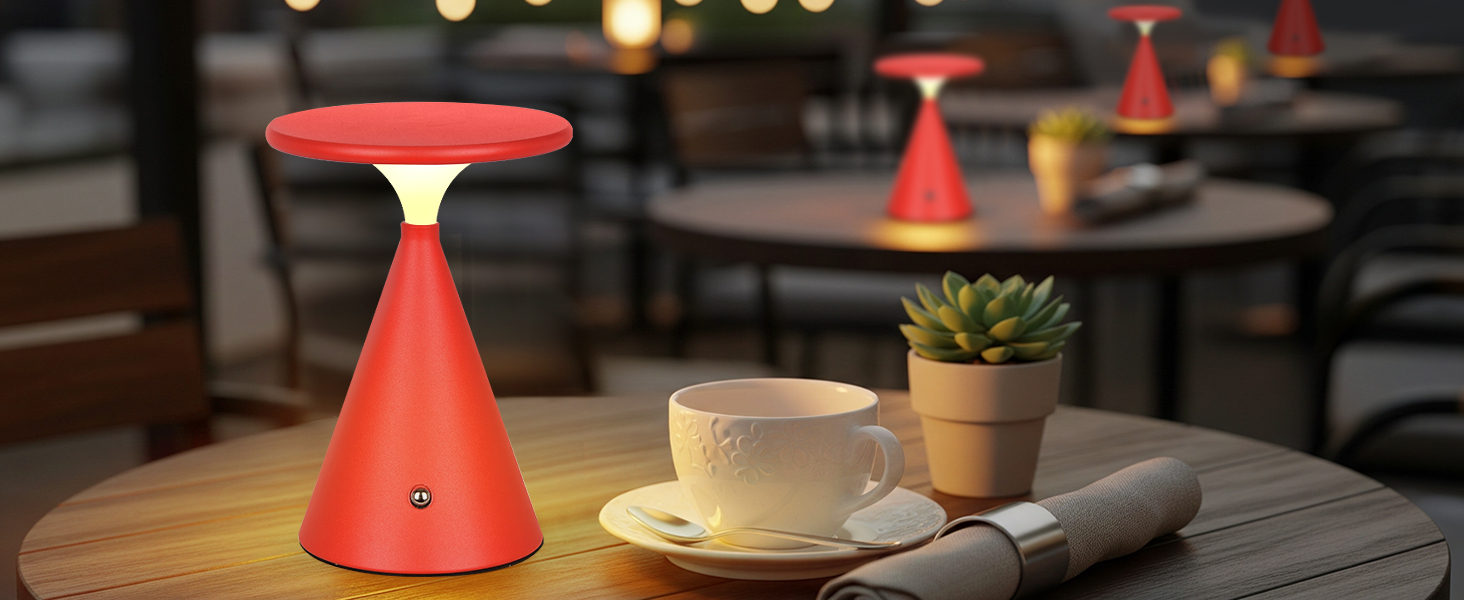 Настільна LED лампа акумуляторна бездротова, 4000mAh, димується, сенсорна, 3 кольори, для дому та вулиці, 2 в упаковці (Червона)