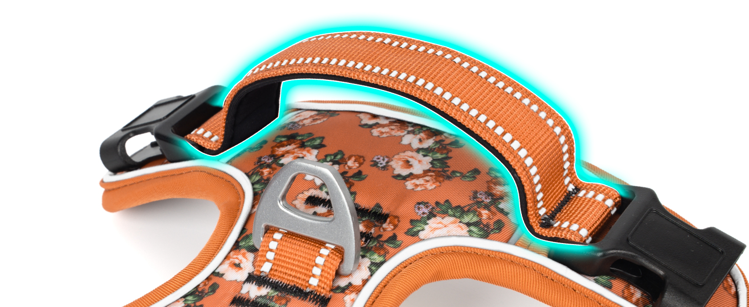Шлейка для собак HEELE з поглинанням ривка, світловідбиваюча, для середніх собак, з м'яким ручним захопленням, коричнева, розмір M (L - обхват грудей: 43-86 см)
