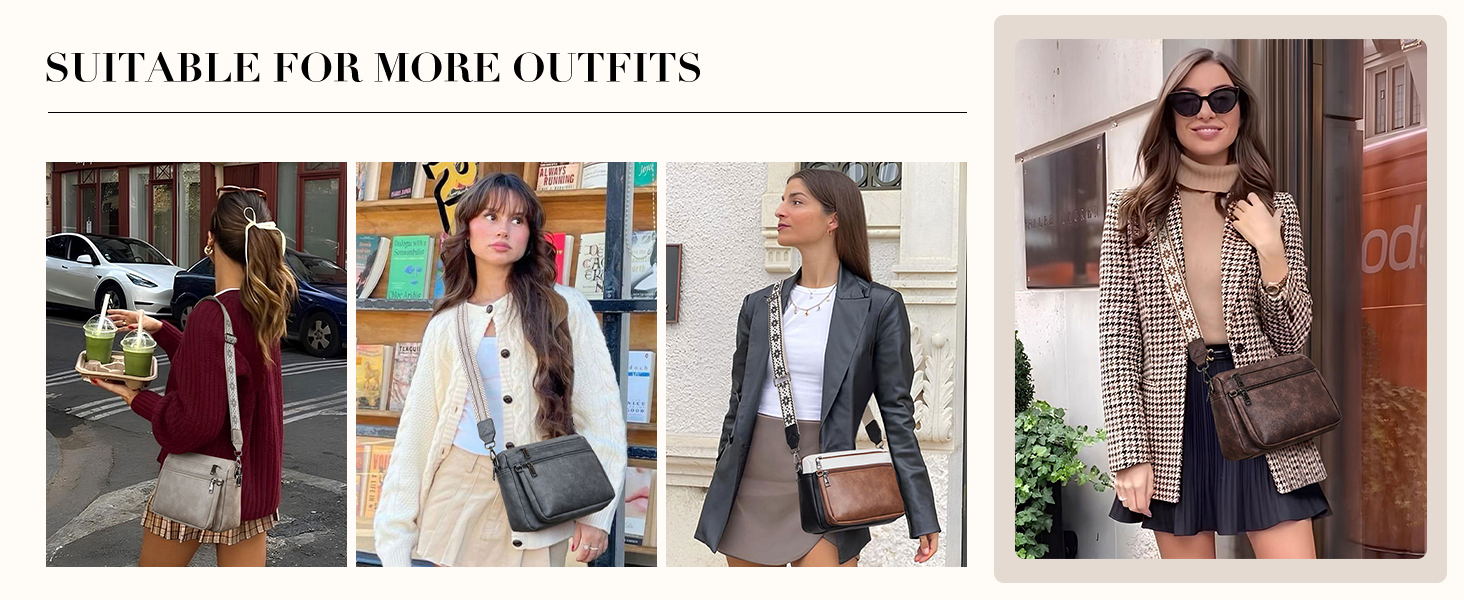 Сумка жіноча через плече MUIIKOLA середнього розміру, екошкіра бежево-сірого кольору, м'який широкий ремінь