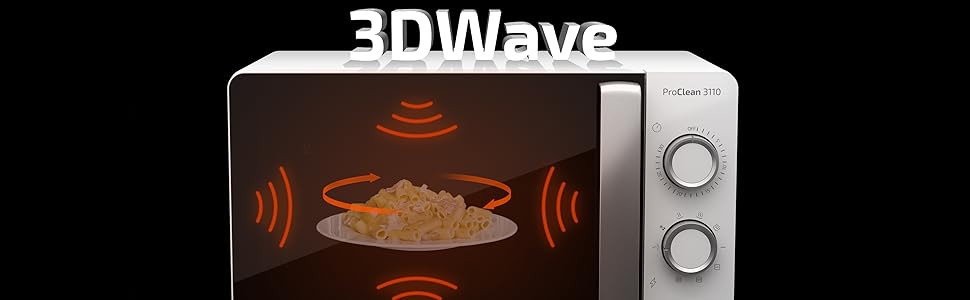 Мікрохвильова піч з грилем Cecotec Proclean 3110 Wave, 20 л, 700 Вт, біла з чорними дверцятами