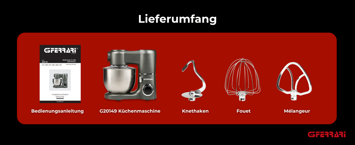 Планетарний міксер G3 Ferrari Pastaio, нержавіюча сталь, антрацит