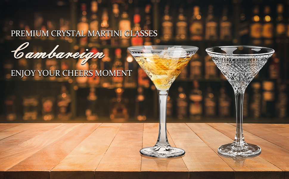 Набір келихів Мартіні, 4 шт, 180 мл, кришталеве скло, без свинцю. Ідеально для коктейлів, Мартіні, Маргаріти, вечірок та домашнього бару.