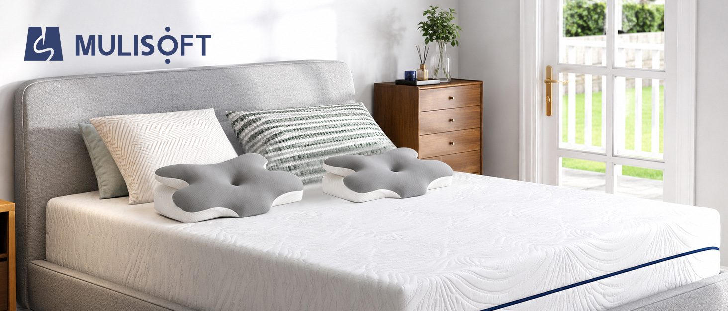 Подушка ортопедична MULISOFT Memory Foam для сну на боку, спині та животі, сіра (P-105)