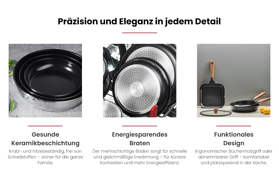 Сковорода Gerlach Prestige 24 см з нержавіючої сталі для газових, електричних, індукційних та керамічних плит - срібляста