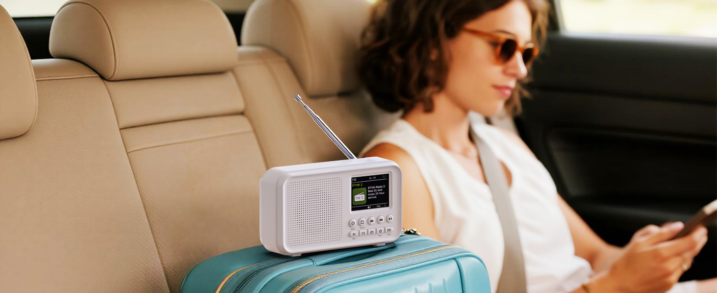 Портативне DAB/DAB+ радіо з Bluetooth 5.0, FM, акумулятором 3000mAh, будильник, еквалайзер, підтримка TF-карт, 2.4