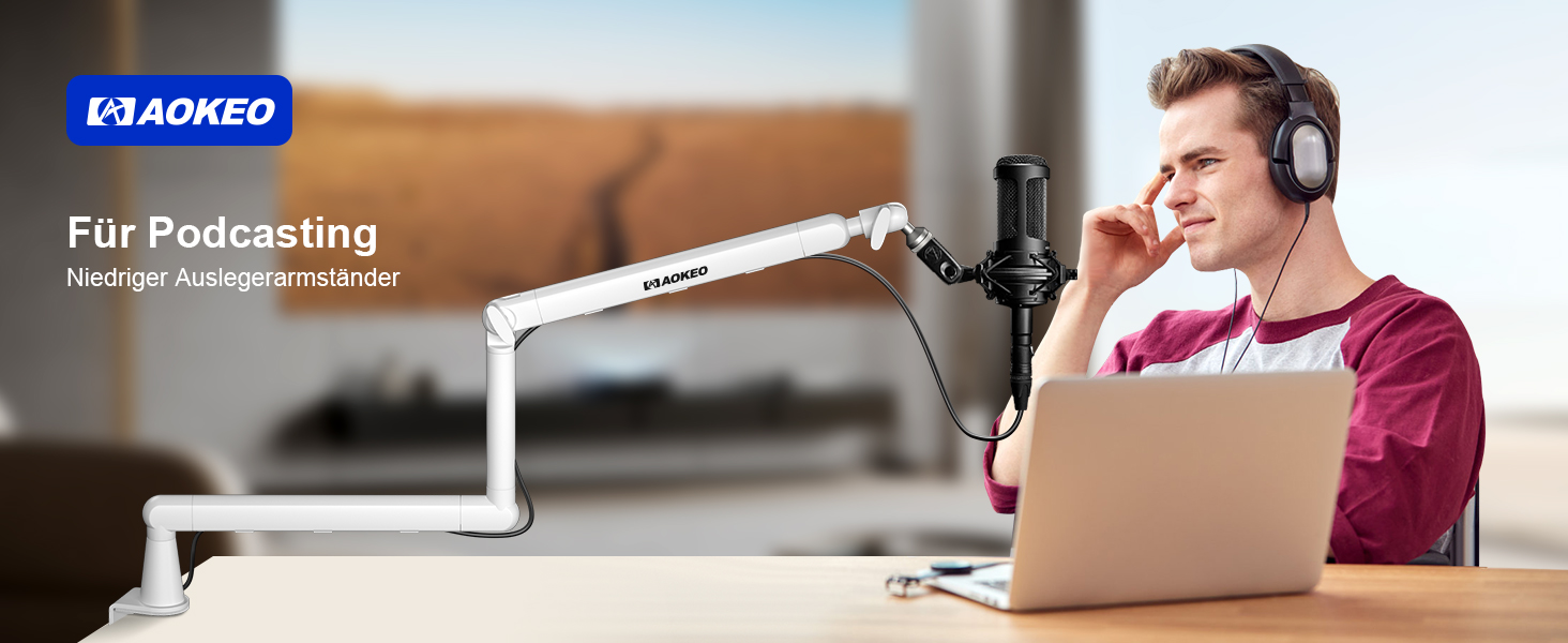 Кріплення для мікрофону Aokeo AK-55 – низькопрофільний тримач для HyperX, Elgato, Shure, Blue Yeti та інших мікрофонів