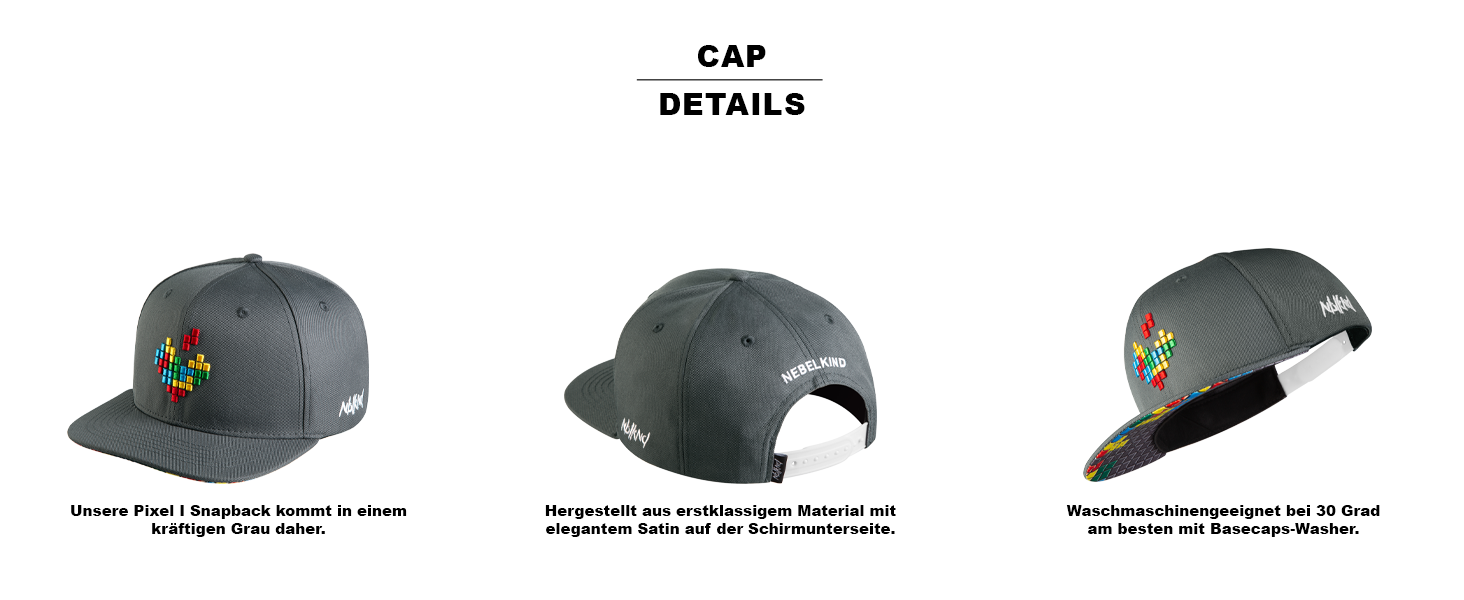 Кепка Nebelkind Snapback з піксельним дизайном, універсальний розмір, регульована, unisex, якісна бейсболка в стилі streetwear, ретро, сіра, багатокольорова