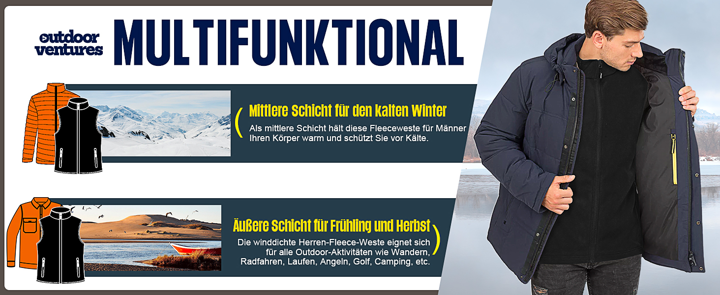 Флісова жилетка чоловіча Outdoor Ventures з довгими рукавами, тепла, вітронепроникна, з підкладкою, зимова жилетка, робоча жилетка для чоловіків з кишенями на блискавці (XL, Dim Gray)
