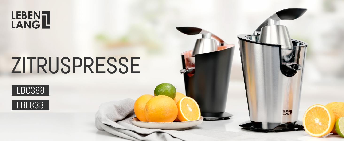 Електрична соковитискачка LEBENLANG 600W з нержавіючою келихом, BPA-Free, висока продуктивність. Підходить для цитрусових: апельсин, лимон, грейпфрут.