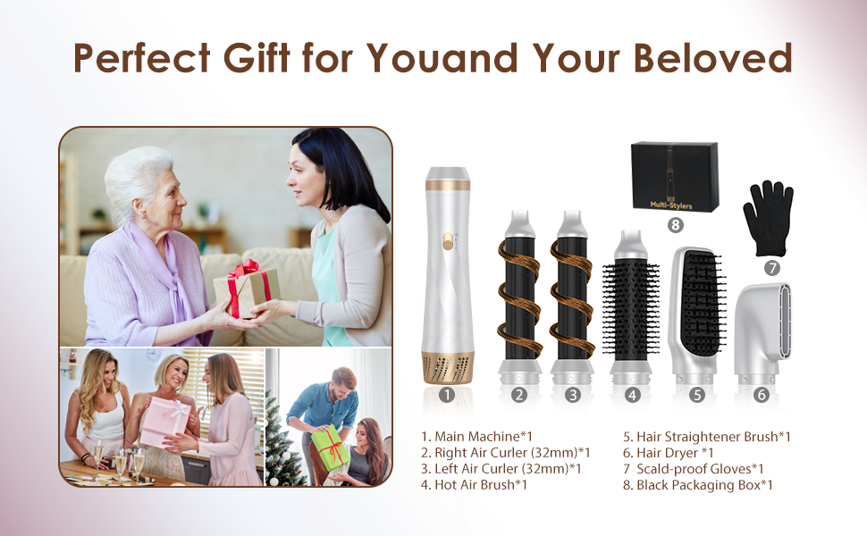 Набір Airstyler Blanco: фен-щітка, плойка для локонів, 1000W, багатофункціональний, для укладки, сушки, об'єму