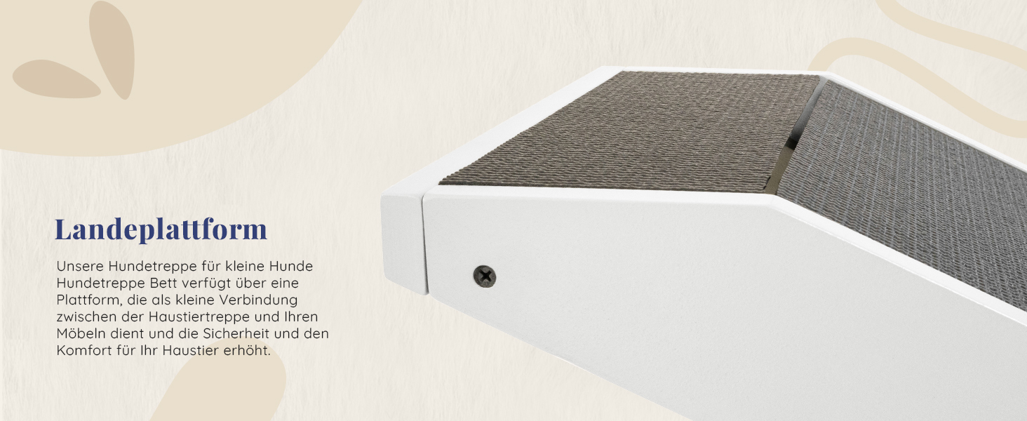 Сходинка для собак на ліжко та диван 2-в-1 - регульована пандус для собак, 18-50 см - для маленьких собак, легка у переміщенні, з платформою, натуральне дерево (білий дуб)