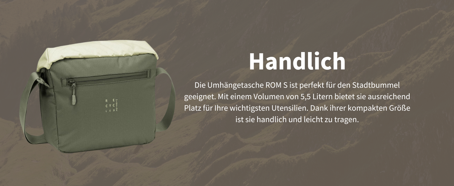 VAUDE месенджер-сумка ROM S III з переробленого PET, водостійка сумка через плече з відділенням для ноутбука, для міста, для чоловіків і жінок
