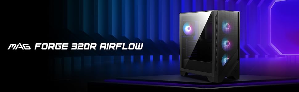 Корпус ПК MSI MAG Forge 320R Airflow Mid-Tower: ATX, підтримка RTX 40, ARGB-вентилятор, магнітні фільтри, загартоване скло, USB 3.2 Gen 1