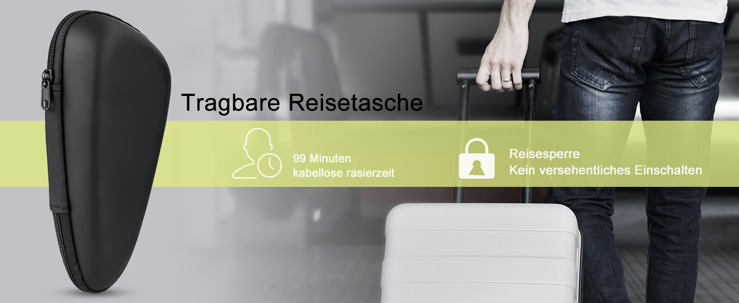 Електричний чоловічий бритва та тример з 3 гнучкими лезами, акумуляторний, бездротовий, з чохлом для подорожей, для мокрого та сухого гоління, час роботи 100 хв, подарунок для чоловіка, колір: смарагдово-зелений