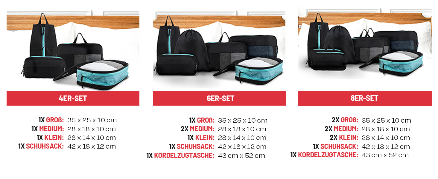 Набір компресійних кубиків для багажу Atacama Premium: 6 шт. (чорний)