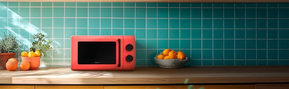Мікрохвильова піч Cecotec Proclean 3110 з грилем, 20л, 700W, червона | Ручне керування