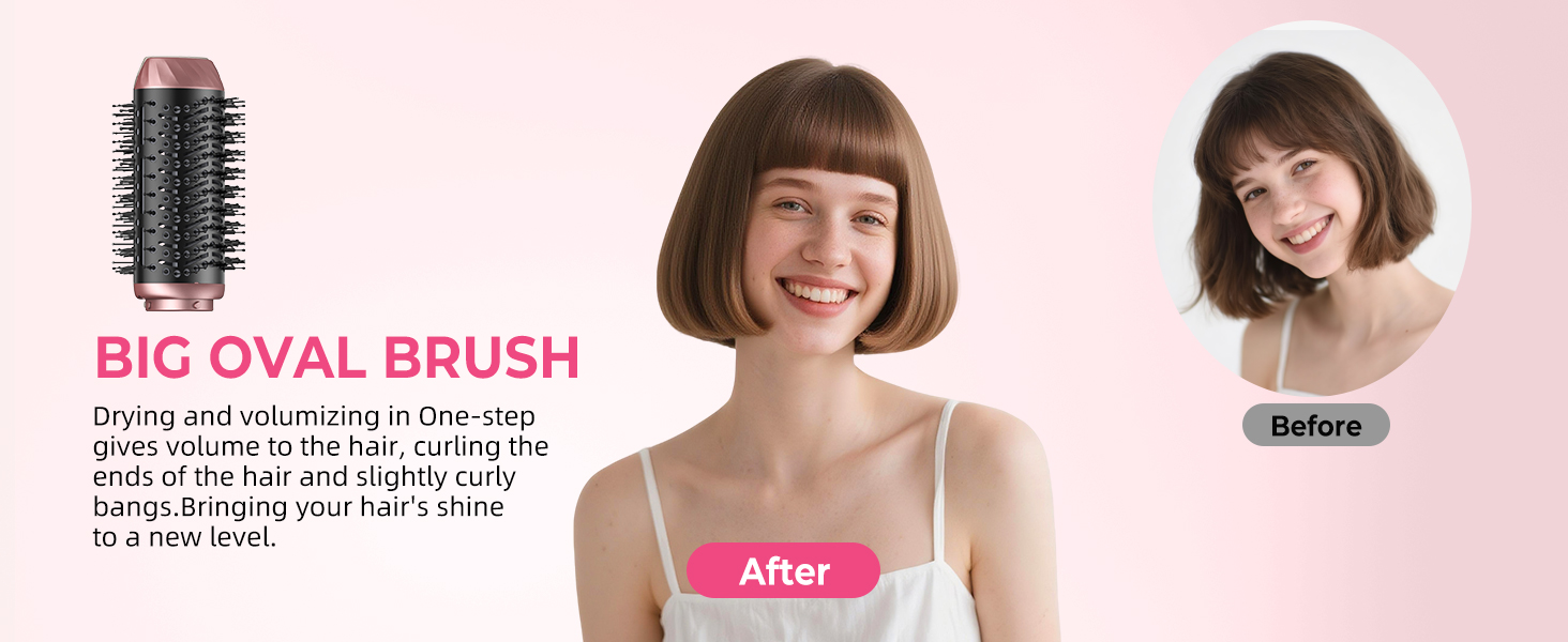 Фен-щітка Airstyler 6 в 1 Atopskins: 1000W, для об'єму, сушіння, випрямлення, локонів, рожевий