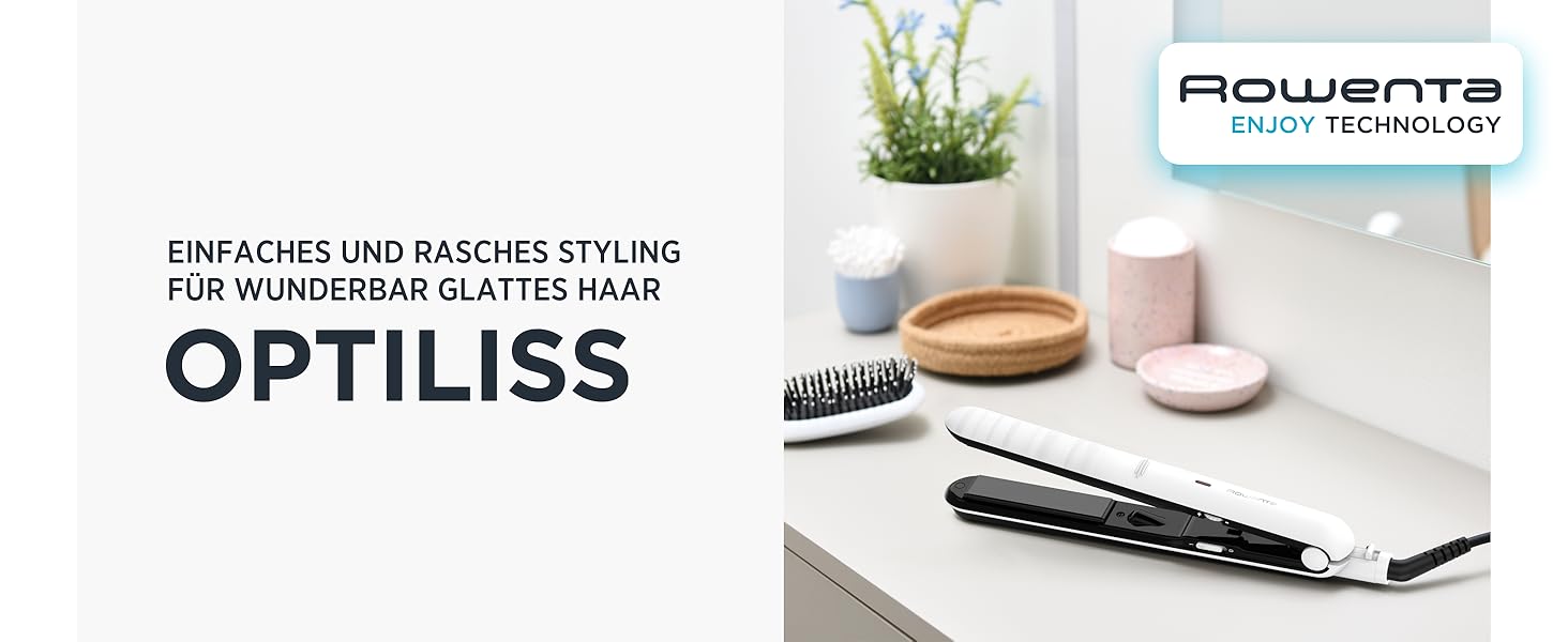 Випрямляч для волосся Rowenta Optiliss SF3210, керамічне покриття, 230°C, білий
