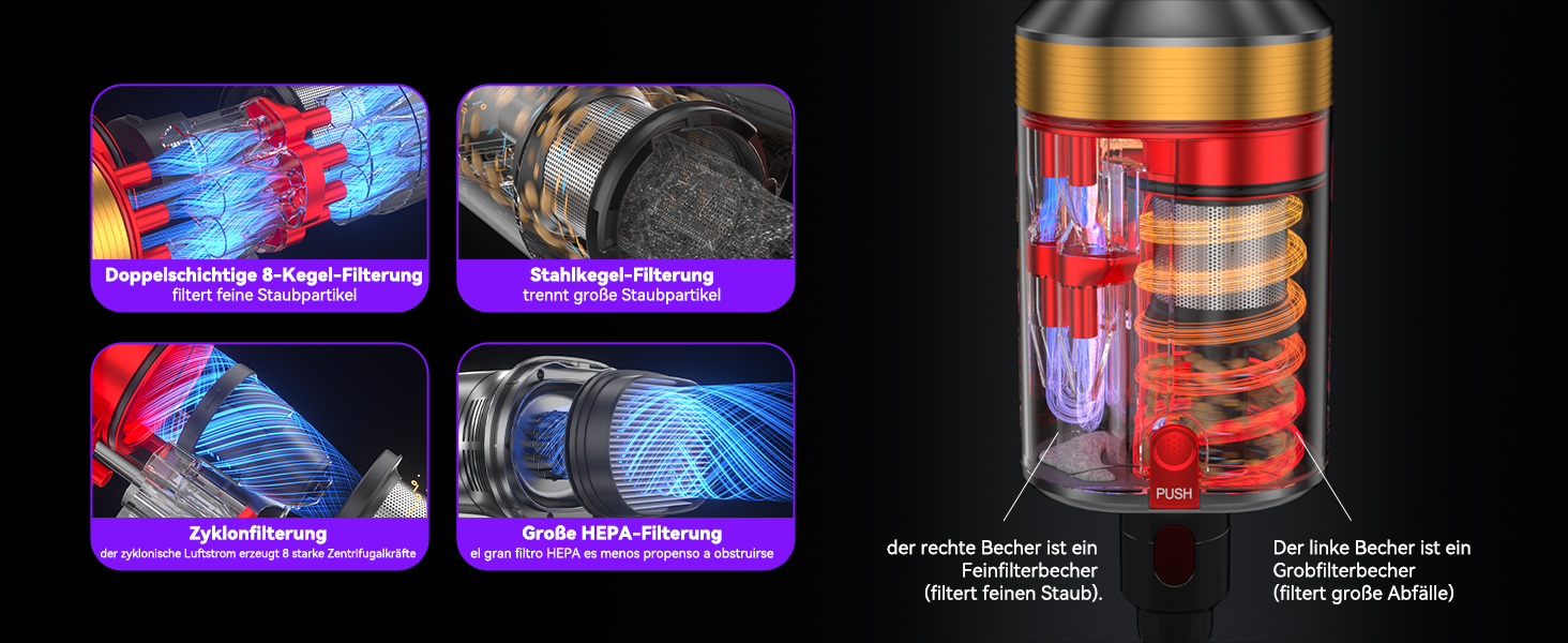 Бездротовий пилосос Aonus A9 Max 58Kpa з акумулятором, 600W, 1.8L, з сенсорним екраном, до 75 хвилин роботи, для твердих поверхонь, килимів та шерсті тварин