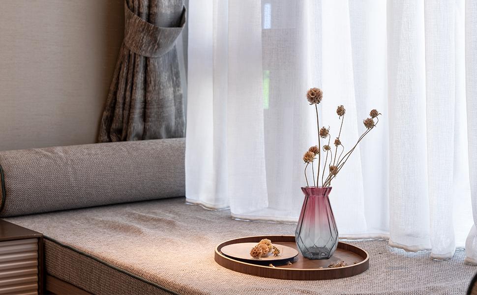 Скляна ваза OFFIDIX з градієнтом кольору, багатокольорова, геометричний дизайн, для вечірок, декору, квітів, офісу чи дому (фіолетово-сіра)