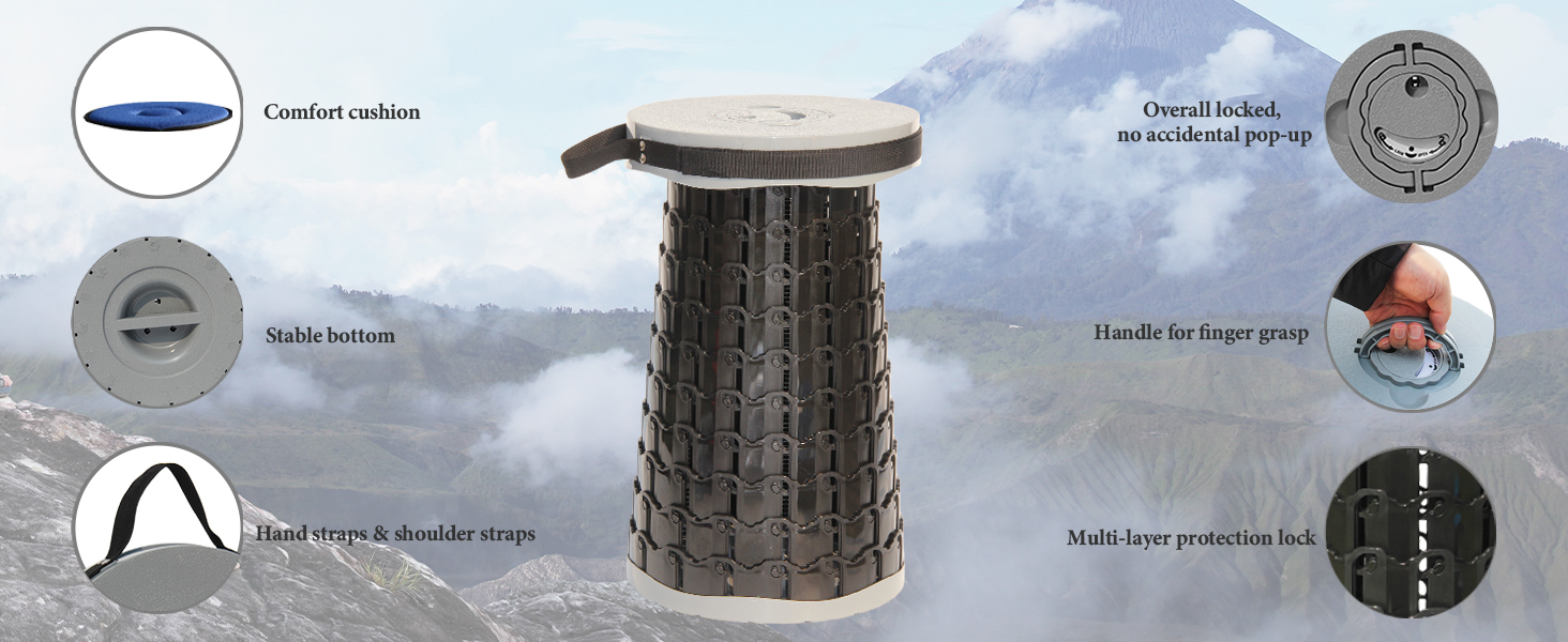 Складний стілець Upgrade XXL з подушкою, сірий. Міцний, для дорослих, вантажопідйомність 1000 фунтів, для кемпінгу, подорожей та активного відпочинку