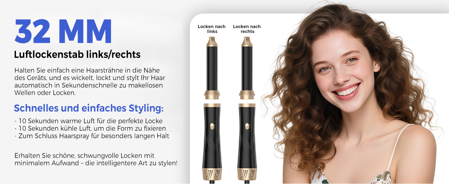 Airstyler 5 в 1: Фен-щітка, плойка, круглі щітки, випрямляч. 1000W, 3 температурні режими. Для об'єму, випрямлення, локонів та сушіння волосся. Чорний/Рожевий