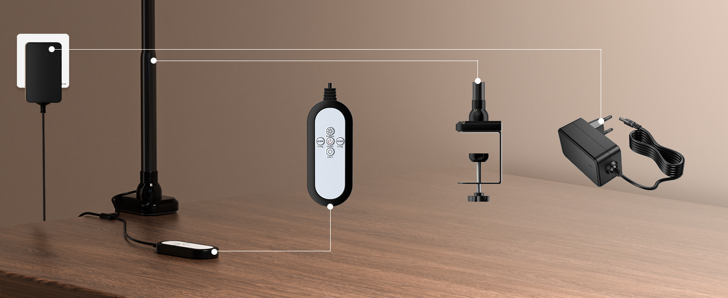 LED настільна лампа Rigors 60см з регулюванням яскравості, 900LM, захист очей, 5 кольорів, 10 рівнів яскравості, гнушкий 360° «лебединий» шийка, для офісу та дому