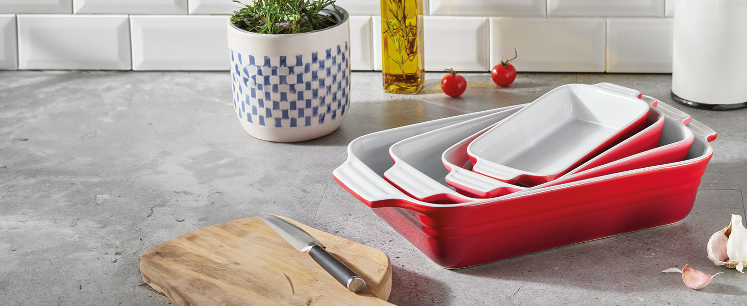 Форма для запікання KHG велика 40 см, блакитна, на 4-6 осіб, об'єм 3 літри, кераміка, прямокутна, стійка до подряпин, для лазаньї, тірамісу та інших запіканок, 1 шт.