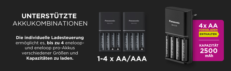 Зарядний пристрій Panasonic Eneloop SmartPlus для AA/AAA Ni-MH акумуляторів + 4 AA акумулятори Eneloop Pro (10 функцій безпеки)