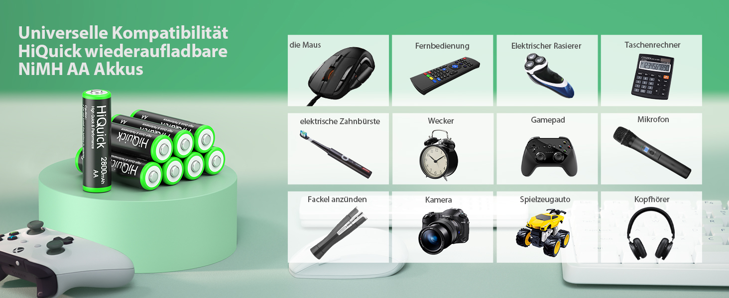 Зарядний пристрій HiQuick для акумуляторів AA AAA, 8 слотів з LED-дисплеєм, для NI-MH/NI-CD акумуляторів (без акумуляторів)