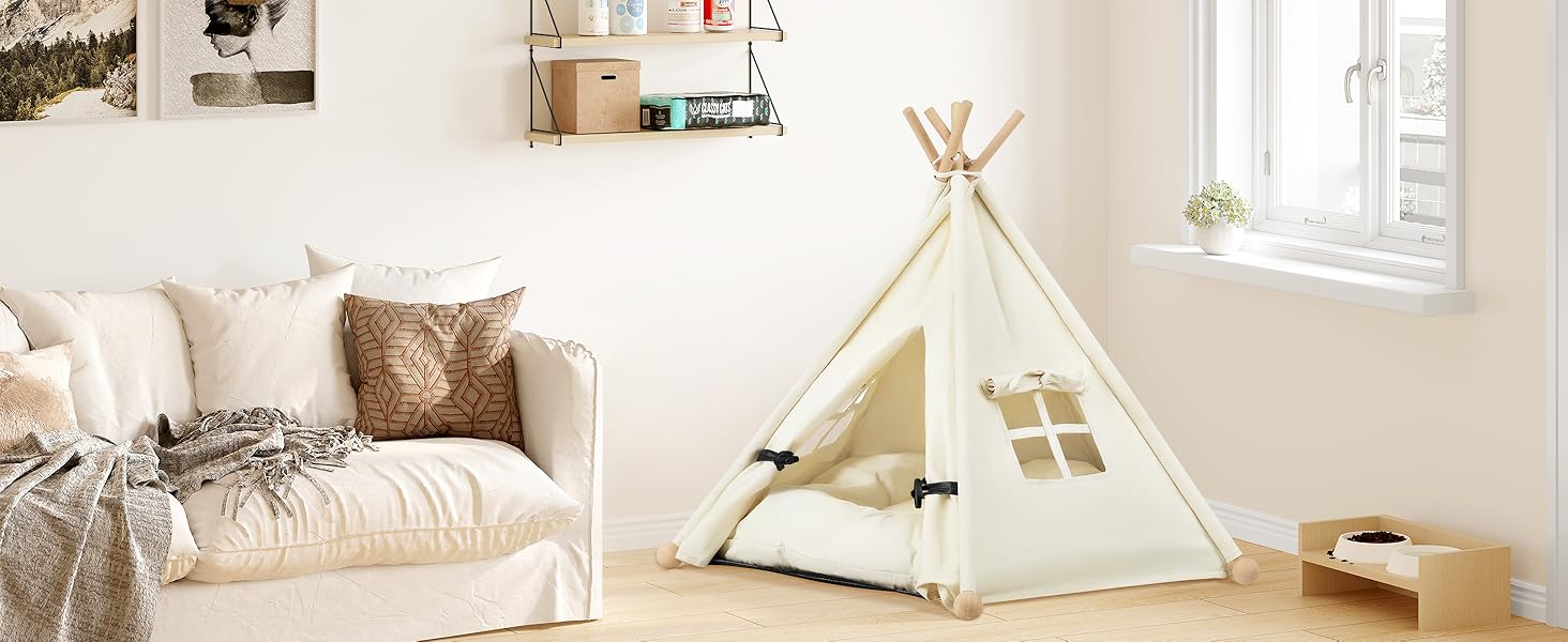 Тент-кімната для домашніх тварин EUGAD з подушкою: ідеальне місце для собак, котів, кроликів та інших тварин. Розмір: 75x75x98 см. Зручний, знімний, миючий.