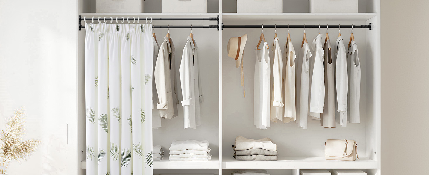 Штанга для штор без свердління AIZESI 100-230 см, Ø 25 мм, телескопічна - для вікон, душу, балкону (чорний)