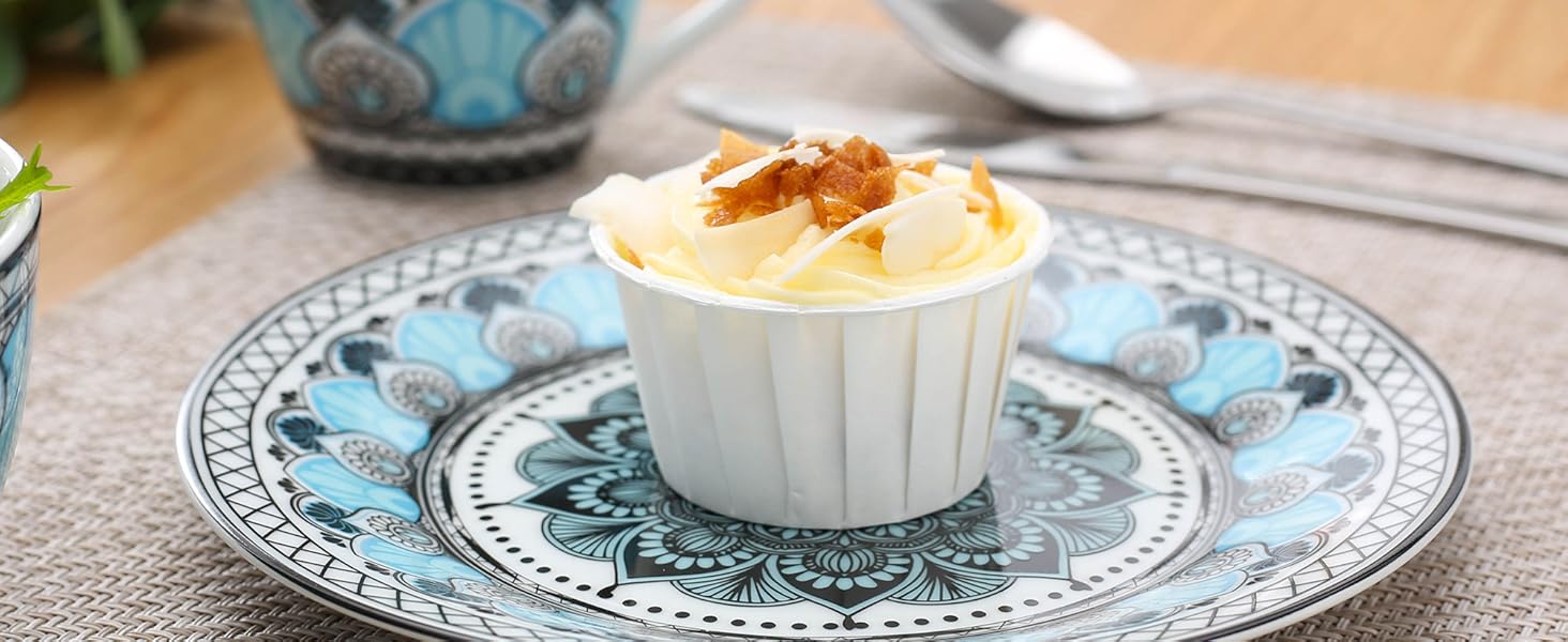 Набір посуду VEWEET на 4 особи, 16 предметів: порцеляновий сервіз з тарілками, мисками та чашками, сумісний з мийкою та мікрохвильовкою, серія Audrie