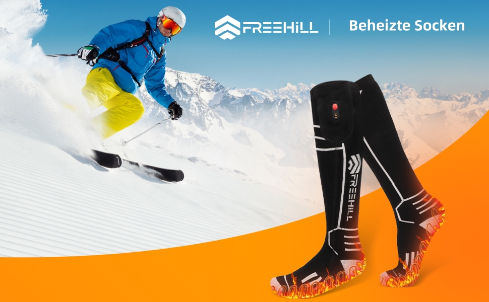 Обогревні шкарпетки з мериносової вовни Freehill для чоловіків та жінок, USB-зарядка, чорні