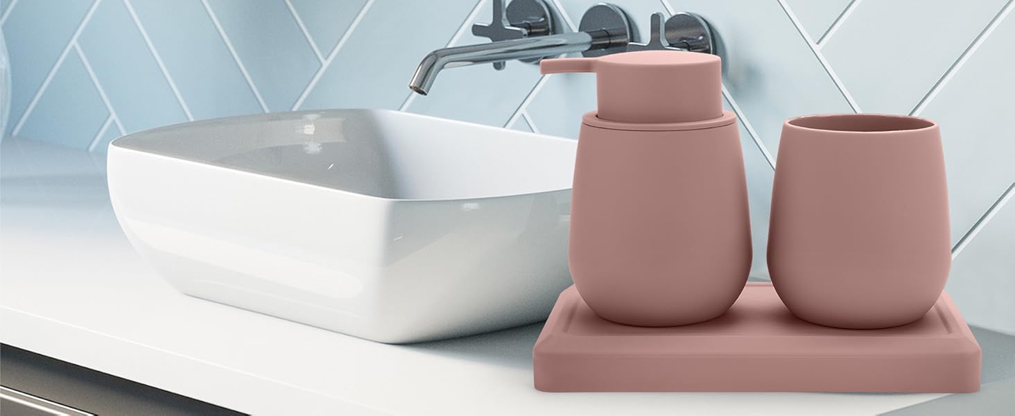 Набір для ванної кімнати AJEUNGAIN: сірий органайзер з мильницею та стаканчиком для зубної пасти, набір з 3 предметів