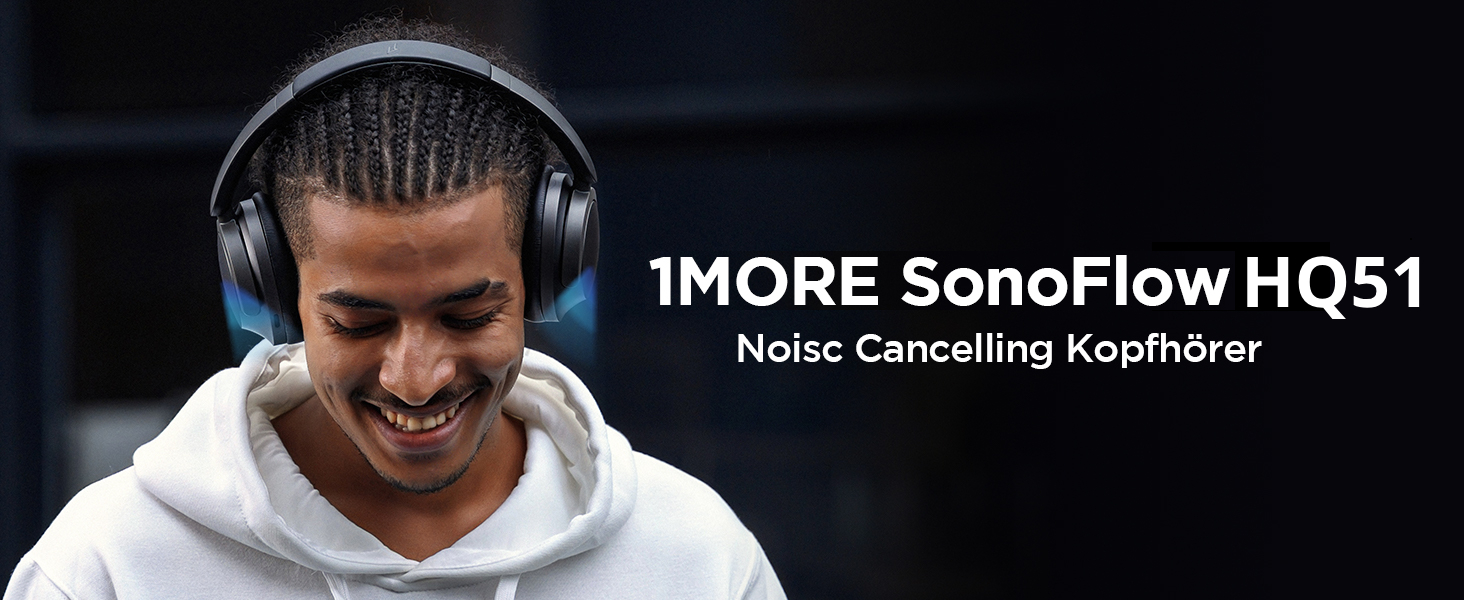 Навушники 1MORE SonoFlow з активним шумозаглушенням, Bluetooth, LDAC, 70 годин, Over-Ear (Чорний)