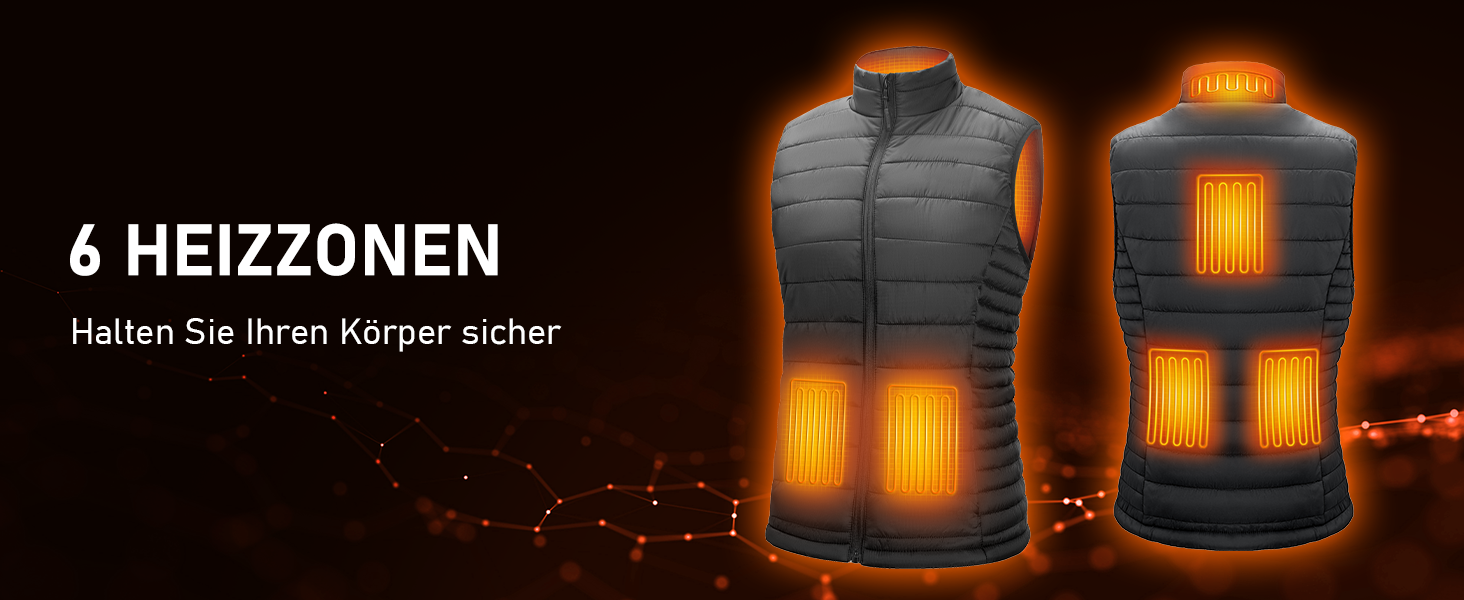 Обогревна жилетка для жінок SZNX з акумулятором – Електрична жилетка з 6 зонами обігріву та 3 рівнями нагріву – Тепла жилетка для зими, активного відпочинку, повсякденного носіння та офісу