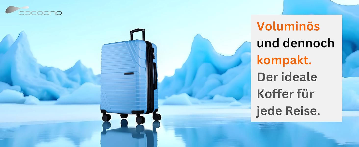 Валіза Cocoono Hartschalenkoffer велика, 95-104L, 8 коліс, 360°, ABS, TSA, телескопічна ручка, блакитна