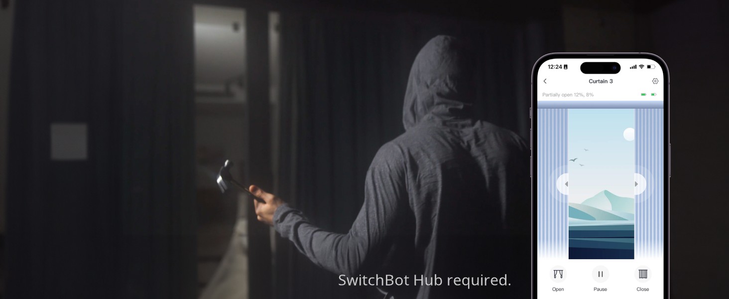 Розумний автоматичний відкривач штор SwitchBot Curtain 3 для U-рейки, Bluetooth, керування через додаток і таймер, потужний двигун, сумісний з Alexa і Google Home (потрібен SwitchBot Hub)