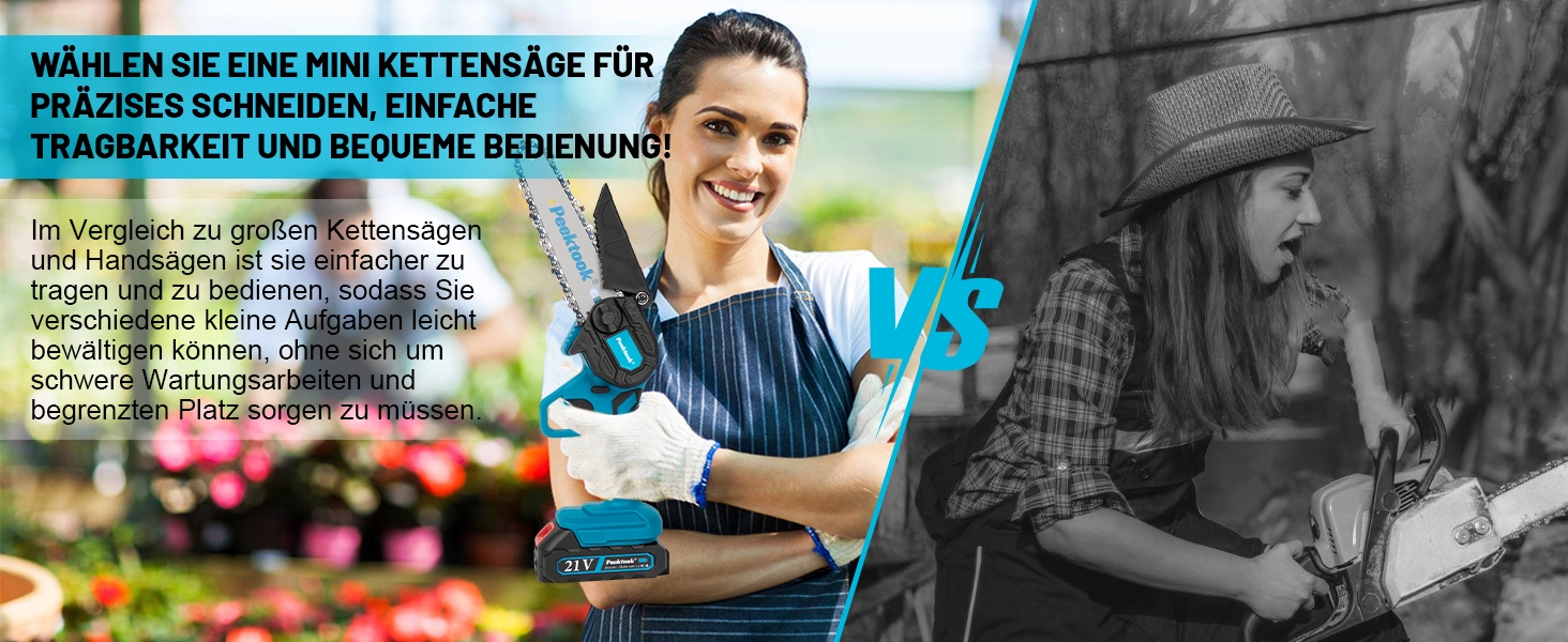 Акумуляторна міні-пила (6 дюймів) з безщітковим мотором 1000W та акумулятором 4000mAh. У комплекті 2 ланцюги та захисний вимикач. Ідеально для обрізки гілок та дерева.