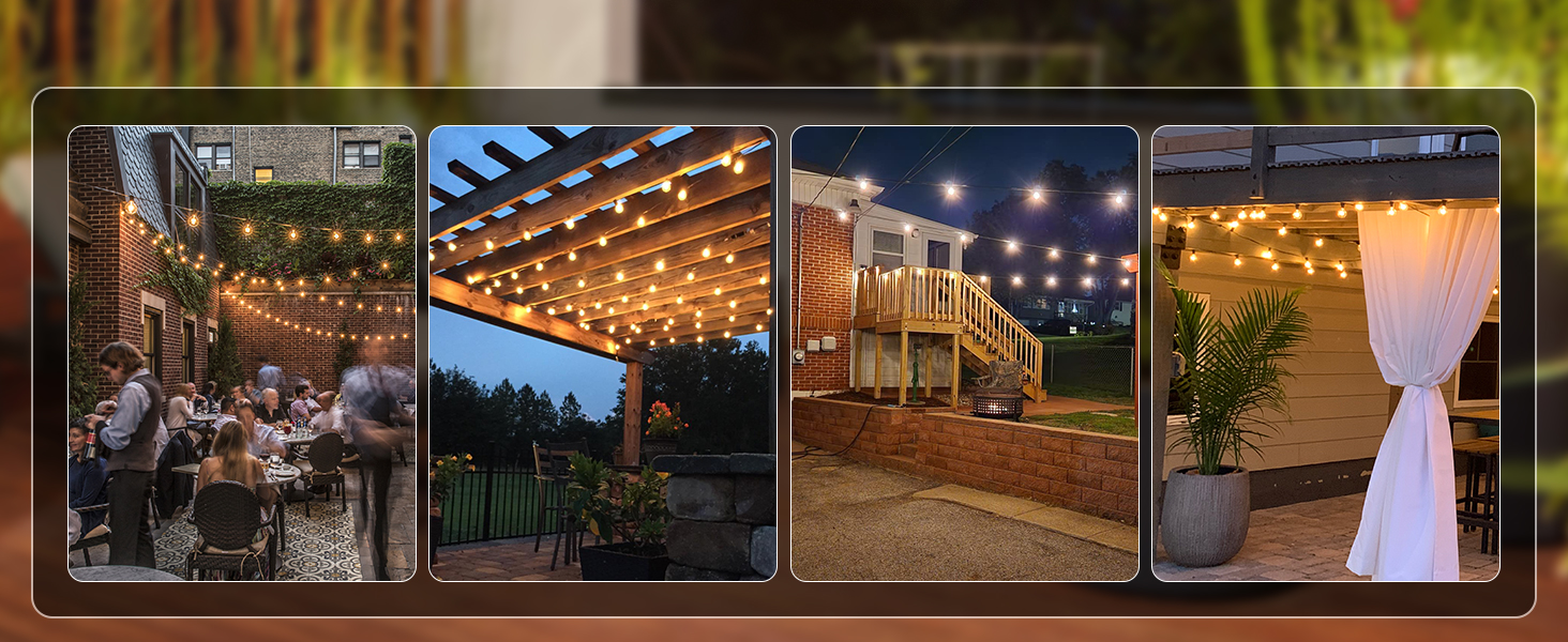 Льо́хкова гірлянда з 50+2 LED-лампочками, 45 метрів, IP45, тепле біле світло, для саду, тераси, святкування, з пульт дистанційного керування